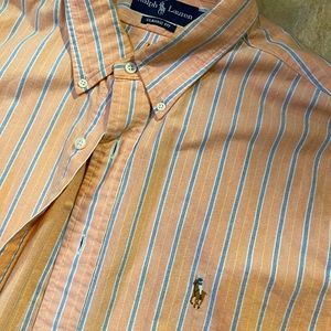 Oversized Ralph Lauren Striped Shirt in Peach Pastel